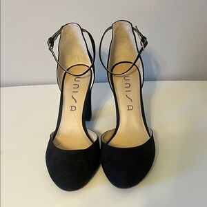 Unisa Black Ankle Strap Heels
